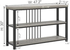 FOLUBAN Console Tables for Entryway, Sofa Table with 3 Tier Storage for Living Room Hallway Foyer Behind Couch, Rustic Light Grey