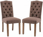 Tufted Dining Chair Fabric Button Upholstered Modern Kitchen Diner Set of 2 | Sturdy Wood Legs, Button High Back Side Chair, Living Room Restaurant Farmhouse Cafe, Mid Century Parsons Accent Stylish