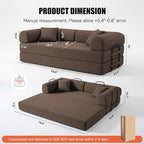 79" Convertible Futon Sofa Bed,6-in-1 Couches for Living Room | Corduroy Loveseat Sleeper Sofa, Modular Pull Out Couch with Pillows,Futon Sofa No Assembly, Brown