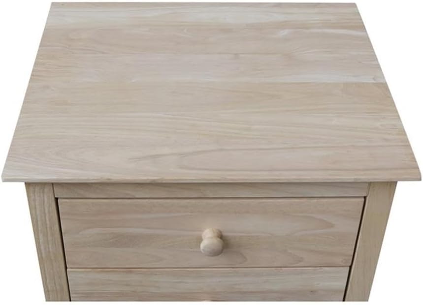 25"H Solid Wood Bedroom Nightstand with 3 Drawers, Parawood Construction, Paint or Stain in Any Color, Durable and Eco-Friendly, Unfinished