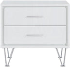 2 Drawers Nightstand with Metal Legs ﻿,for Small Spaces