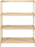 Pemberly Row Modern Solid Wood 3-Shelves Folding Bookcase/Pantry in Unfinished