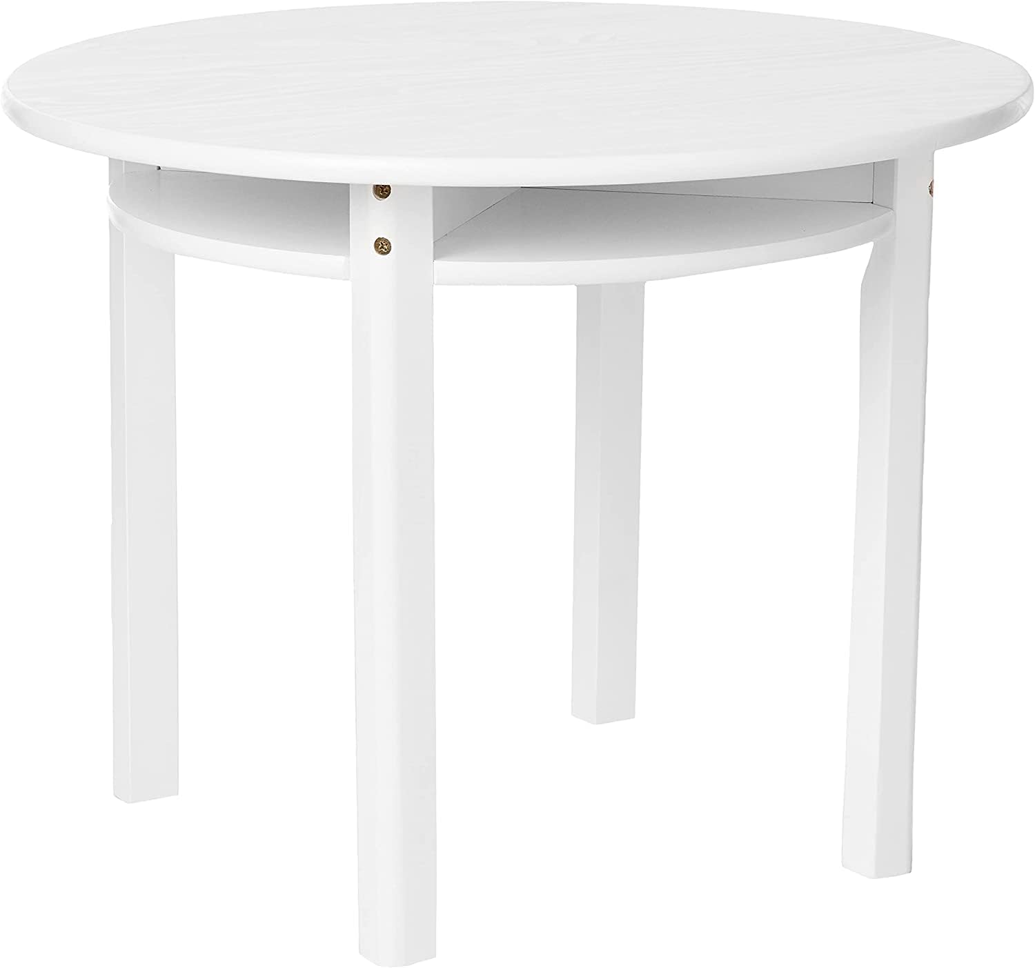 Lipper International Child's Round Table with Shelf and 2 Chairs, White