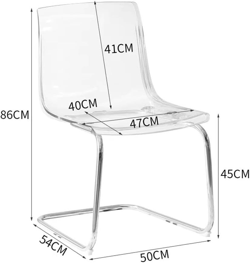 Etlegor Clear Acrylic Dining Chairs, Modern Kitchen Chairs with Chrome Base, for Dining Room, Living Room, Office, Leisure Area(Orange-red)