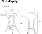 COOZMENT 24-Inch Folding Stool with Handle, Folding Bar Stool with Non-Slip Feet,Folding Chair,Indoor and Outdoor Foldable Stool for Adults,500 lbs Capacity,Kitchen,Game Room(13"×11.5"×24")