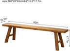 Farmhouse Solid Elm Wood Bench - Handcrafted Asian Rustic Entryway Bench for Living Room, Dining, Bedroom, 9 Sizes (Natural Finish) (160 * 26 * 45cm/63 * 10.2 * 17.7in)