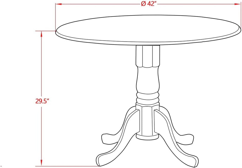 East West Furniture DMT-ABC-TP Dublin Kitchen Dining Table - a Round Wooden Table Top with Dropleaf & Pedestal Base, 42x42 Inch, Wirebrushed Buttercream | Kitchen