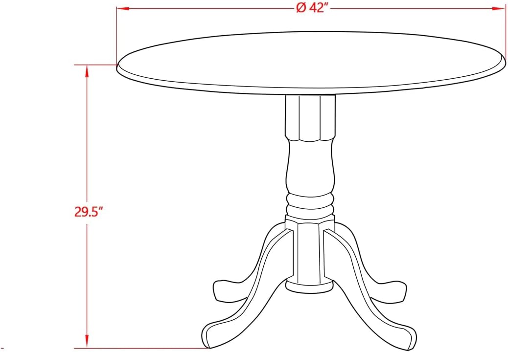 East West Furniture DMT-ABC-TP Dublin Kitchen Dining Table - a Round Wooden Table Top with Dropleaf & Pedestal Base, 42x42 Inch, Wirebrushed Buttercream | Kitchen