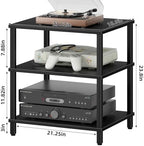 LELELINKY 3-Tier AV Media Player Stand, Stereo Cabinet, Modern Stereo Cabine,Game Console Shelf,Wooden TV Stand,Multifunctional Entertainment Center, Suitable for Home, Conference Room, Black