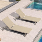 PURPLE LEAF Outdoor Chaise Lounge Chair Wood Grain Aluminum, Beige | 3-Year Color Retention PE Rattan, 2.4" Thickened Aluminum Frame, Knee-Friendly Height, For Poolside Patio Garden