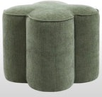 Zesthouse Flower Pouf Ottomans Foot Rest Set of 2, Linen Poofy Ottomans | Large Ottoman Footstool for Couch, Modern Living Room Stool Seat, Cute Square Vanity Stool for Bedroom, Green Dorm Foot Stool