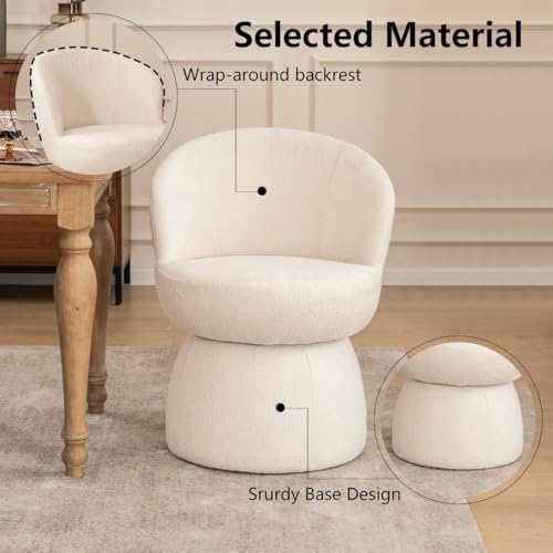 Kidol & Shellder Swivel Accent Chair Set of 4 Modern Comfy Swivel Barrel Dining Chair Upholstered Armchair Single Sofa Side Chairs for Dining Room Living Room Bedroom White