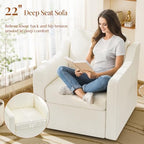 360°Swivel Accent Chair with Lumbar Support, Swivel Armchair with Deep Seat | Soft Chenille Upholstered, Metal Swivel Base, Set of 2 Beige Chairs for Reading & Relaxing, Living Room