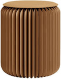 Home Furniture Modern Design Accordion Portable Folding Paper Stool Kraft Paper Relaxing Multifunction Round Foot Stool Side table-Fashion Paper Design Ideal for School Living Dining Room (Brown)