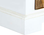 Solid Rough Mango Wood Nightstand with 1 Drawer and 1 Door, White and Brown Side Table for Living Room, 15.7"x11.8"x19.6"