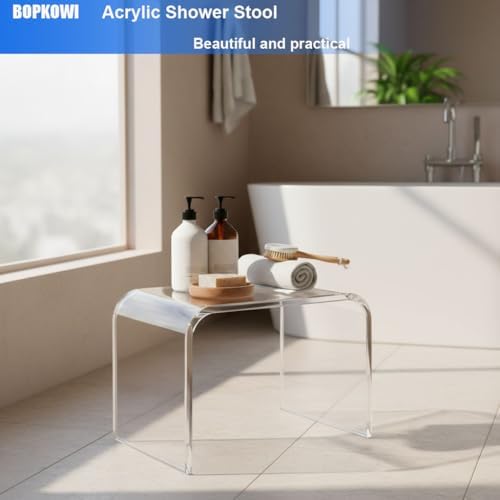 Acrylic Step Stool,Acrylic Stools,Clear Step Stool with Non-Slip for Bathroom,Holds Up to 250lbs(No Non-Slip Stool, Pack of 1)