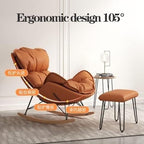 Mid-Century Rocking Chair with Ottoman, Fabric Glider Recliner Chair with High Rest, Wood Legs, 330 Lbs(Orange)