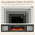 80" Floating TV Stand with 36" Electric Fireplace, Brown & Black | Floating TV Stand Wall Mounted Fits TVs up to 80", Adjustable Shelves & Storage, TV Console for Living Room, WI‑FI Enabled