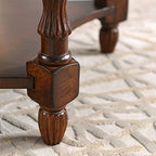 PADMA HOUSE 2-Tier Traditional Wood Semi-Circle Sofa Table with Glass Top | Cherry Walnut 45.3"W*17.7"D*30.9"H, Half-moon Console Table with Shelf for Living Room, Glass Entry Table for Homeoffice