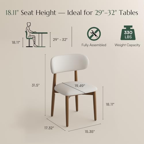 POVISON Modern Dining Chairs Set of 4, Armless PU Leather Dining Chair with PU Cushions and Dark Bronze-Coloured Metal Leg