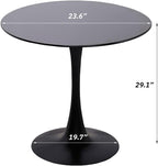 SoarFlash Black Round Dining Table, 24" Tulip Table 2 People Kitchen Dining Table for Living Room