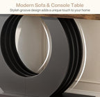 Tribesigns 63-Inch Console Sofa Table, Rustic Industrial Farmhouse Entryway Table, Narrow Long Couch Console Behind Sofa with Black Circle Base for Living Room Hallway, Rustic Brown