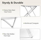 White Folding Chairs 2 Pack, Plastic Folding Chairs for Outside, Heavy Duty Foldable Chairs, Sturdy Metal Folding Chairs, 350 lbs Capacity, for Patio, Garden, Party
