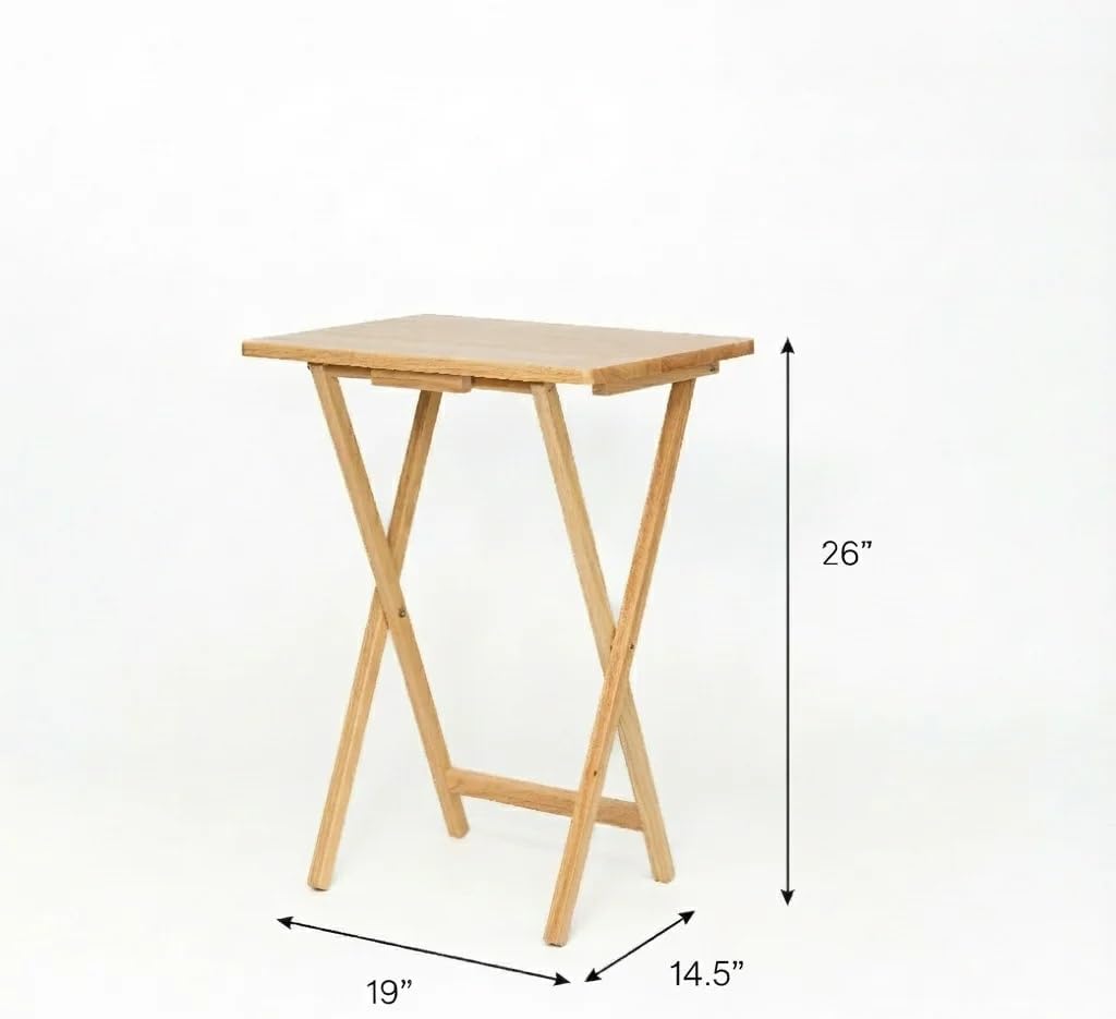 Natural Rubberwood Folding Tray Table, 19x14.5-Inch, Indoor Use
