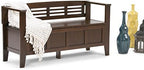 SIMPLIHOME Adams 48" Wide Solid Wood Storage Bench in Medium Brown