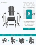 SERWALL Outdoor Glider Chair, HDPE Wood-Like Patio Glider Rocker All-Weather Porch Glider for Outside, Slate Gray