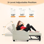 VINGLI Convertible Loveseat Sleeper Sofa Bed, Pullout Couch for Living Room | Beige Futon Sofa Bed, Faux Leather Pull-Out Couch Bed with USB Ports, Cup Holders for Small Space, Apartment, Office
