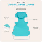 Ostrich The Original Chaise Lounge 72"x22" Portable Reclining Lounger, Aqua | Outdoor Relaxing Pool Tanning Chair, Lightweight Beach Recliner with Adjustable Backrest and Carry Strap, 250 lb Capacity
