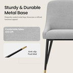 COLAMY LUMA Dining Chairs Set of 4, Upholestered Fabric Kitchen Dining Chairs with Metal Legs, Armless Accent Side Chair for Dining Room, Home, Light Gray