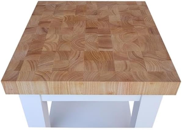 Pemberly Row Parawood Kitchen Island, 24" W x 24" D x 33" H, Solid Rubberwood Construction, Counter-Height Workspace, 4 Casters with 2 Locking, Traditional Elegant Design for Functional Kitchen Use
