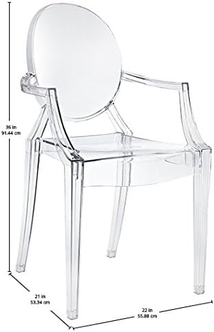 Modway Casper Modern Acrylic Stacking Kitchen and Dining Room Arm Chair in Clear - Fully Assembled