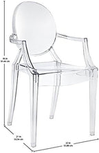 Modway Casper Modern Acrylic Stacking Kitchen and Dining Room Arm Chair in Clear - Fully Assembled