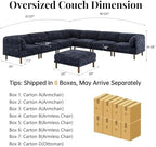 Cloud Sectional Couches for Living Room,Modular Sectional Sofa,Blue | Extra Deep 8 Seater,Mid Century Modern Oversized Couches With Ottoman,Solid Wood Leg,Large Sofa for Big Space,Office