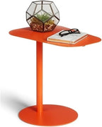 Pemberly Row Modern Metal End Table, 20 in x 19.75 in, C-Shaped Space-Saving Design, Durable Orange Powder Coat Finish, Indoor Accent Table for Living Room or Small Spaces