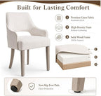Dining Chairs Set of 6 Linen Upholstered Accent Kitchen Chair with Hollow Back/Padded Seat/Wood Legs for Dining Room Restaurant Home Decor, Beige