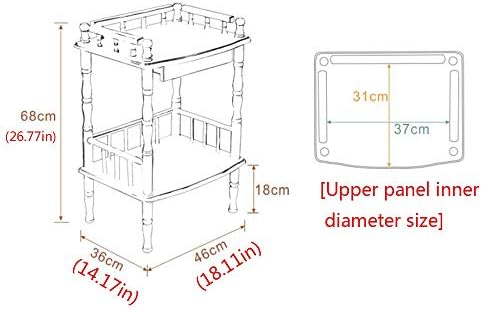 Telephone Table, European Side Table,Solid Wood Sofa Side Table, Casual Small Coffee Table,Plant Stand/Telephone Stand,2-Story Bedside Table with Drawe(Brown-18.11 * 14.17 * 26.77in