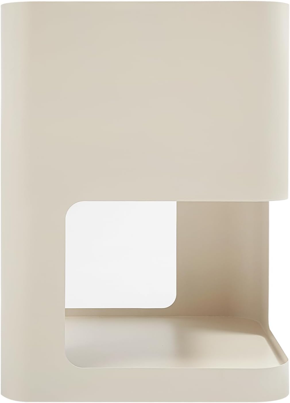 Modern Metal Side Table with Storage - No Assembly Small End Table & Nightstand for Bedroom,Living Room,Couch - Compact Accent Table for Small Spaces,Durable Bedside Table (Cream)