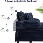 WESTSETLUX 54.8" W Oversized Chaise Lounge Chair Indoor with 5-Position Adjustable Backrest, Plush Sleeper Sofa Bed with Pillows, Upholstered Cloud Couch Chair for Living Room, Study Room, Navy Blue