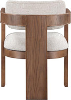Meridian Furniture Sacha Linen Blend Dining Chair, Beige, Set of 2 | Dining Chair Crafted With Art Deco Fluted Wood, Linen Textured Fabric, And An 18.75" Seat Height: 11093Beige-C
