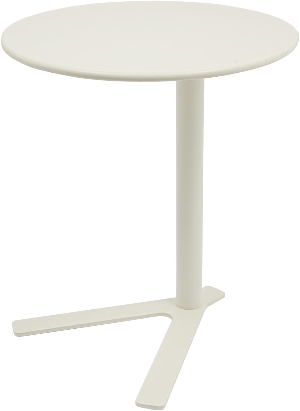 Round Side Table, Small C Shaped End Table, Couch Side Table, Modern Coffee Table, Bedside Snack Table with Y Shaped for Living Room Bedroom Office Apartment (White, 18.9x22in)