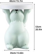 Side Table for Couch, Cute Style Rabbit Shape End Table, Living Room Decor with Resin Materials, Modern Side Table, Animal Entryway Table for Reception(White)