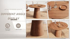 JUSTONE 43.3" Round Dining Table for 4-6,Wood Farmhouse Rustic Kitchen Table with Mid-Century Modern Pedestal Base, Natural Finish for Dining Room/Kitchen/Living Room(Walnut)