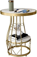 Telephone Table, Side Table Marble Small Round Table Living Room Telephone Table Sofa Corner Table Bedroom Bedside Table Balcony Coffee Table,50x63CM (