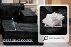HABUTWAY 105" L-Shape Modular Sectional Sofa Couch for Living Room,No Assembly Required,Modular Comfy Sofa with Deep Seat for Living Room Bedroom,Luxury Distressed Velvet(Right,Black)