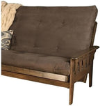 Kodiak Furniture Tucson 87" Queen Futon with Fabric Mattress, Queen-Size Bed Converted, Easy Assembly, Seats up to 3 People, in Gray & Rustic Walnut Finish
