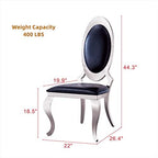Henf Modern Luxury Dining Chairs Set of 6, Leatherette Upholstered Kitchen Dining Chair with Silver Stainless Steel Frame, High-Back Armless Side Chair for Dining Kitchen Room (Black)